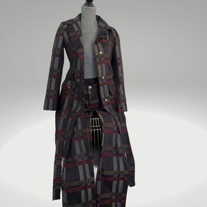 Trench Coat and Pants Set by Poleci  Black and Red Plaid Fall Winter Raw…